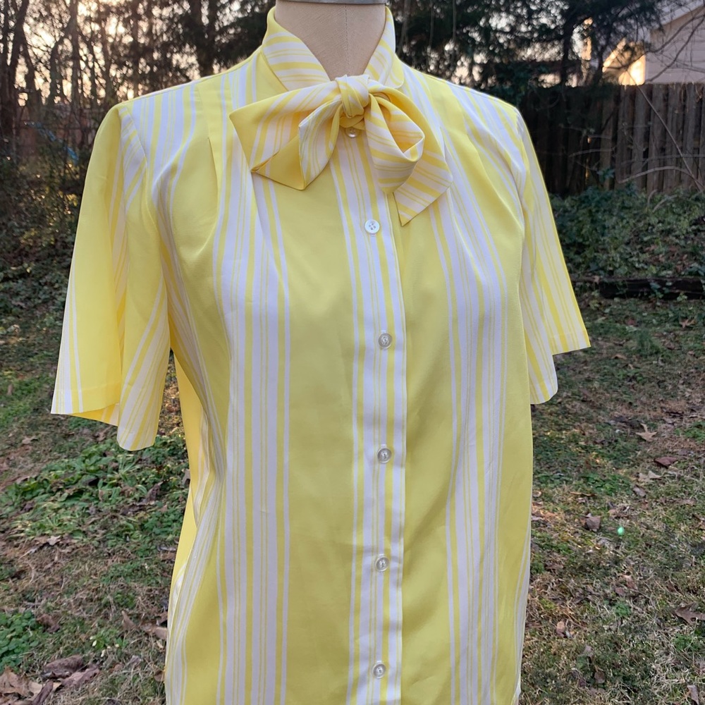 Vintage Stripe Blouse with Neck Bow - Picture 8 of 13
